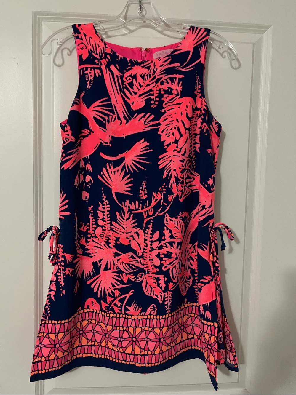 Lilly Pulitzer Neon Pink & Navy Floral Print romper